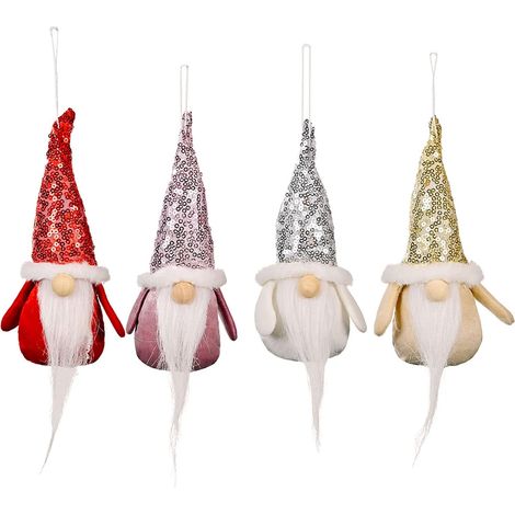Adorno de puerta de peluche Figuras de elfos navideños Muñeco de peluche enano Decoración de peluche Mini muñeco de Papá Noel Papá Noel escandinavo sueco Adorno de tela de Papá Noel Tomte 4 piezas
