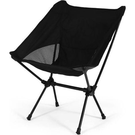 Small Compact Folding Camping Chair for Adults (90kg) - Lightweight Backpacking Chair, Ideal for Outdoors, Fishing, Hiking, Picnics and Beach - Chair (Black) (1/4)