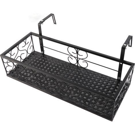 Macetero de balcón de hierro forjado Soporte colgante para ventana para suculentas 30/50/60 x 20 x 12 cm Negro o blanco Resistente a la corrosión 1 unidad (1/5)