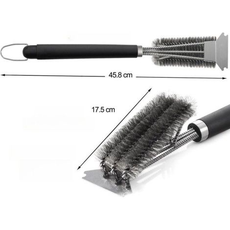 Brosse à gril avec poils et grattoir-nettoie les grilles métalliques, brosse métallique (paquet de 2) (1/5)