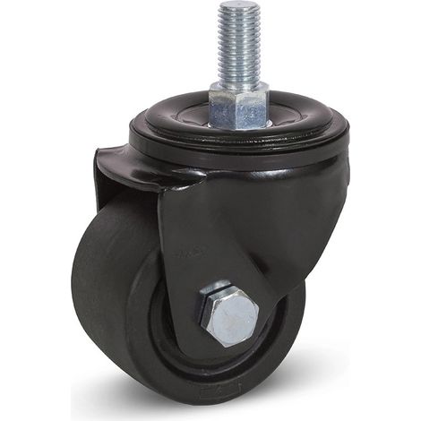 Roulette pivotante - MESO - Nylon noir - Filetage - 65mm - 500kg