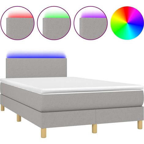Maison Exclusive - Letto a Molle Materasso e LED Grigio Chiaro 120x200 cm Tessuto (1/5)