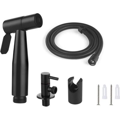 Pulvérisateur Bidet WC Acier Inoxydable Noir - Kit Robinetterie Toilette (1/3)