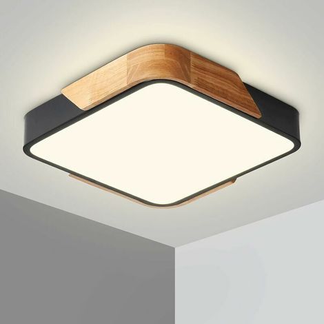 Plafonnier Plafonnier LED 24W Lampe Plafond avec Télécommande Luminosité Réglable Luminaire Salle de Bain Carré Ultra Mince Moderne pour Maison Bureau Chambre Salon Cuisine Balcon Couloir, Noir 30 cm (1/4)