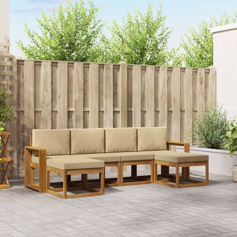 Outdoor-Sofagarnitur 6 pcs Natur und Beige Holzwerkstoff
