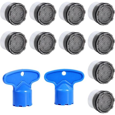 Ensemble de 10 embouts filetés M16,5 pour robinetterie intérieure - Régulateurs de jet, filtre en plastique, 2 clés pour buses de mélange, aérateur pour cuisine et salle de bain (1/5)