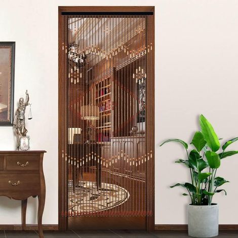 Rideau en bambou Rideau de porte 90x208cm Rideau à perles Rideau en bois Naturel Rideau à perles Rideau décoratif Rideau pour insectes Rideau en perles de bois Décor Rideau Rétro Rideau (1/5)