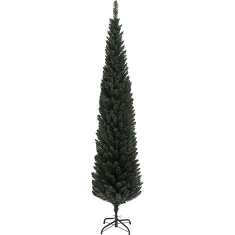 Sapin de Noël artificiel, base en acier, 390 épines, décorations de Noël, 55 x 195 cm, vert (1/5)