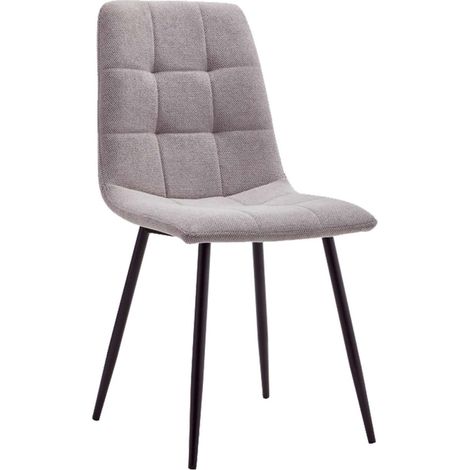 Pack de 4 sillas Benidorm tapizadas en tejido gris patas negras. 45cm(ancho ) 88cm(altura) 51cm(fondo)