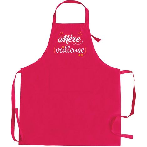 Tablier de cuisine recyclé coloris rose avec motif Mère-veilleuse dimensions 72 x 90 cm - PANGIVO