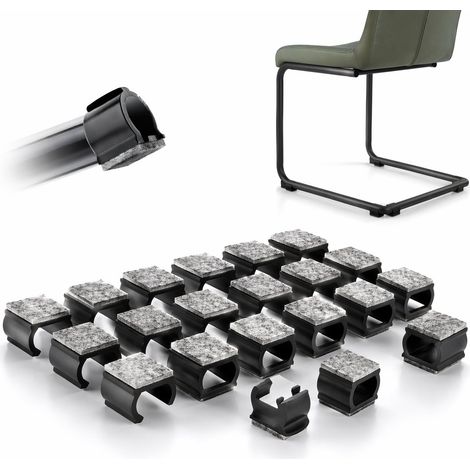Lot de 32 patins à pince en feutre pour pieds de chaise et fauteuils à bascule adaptés aux tubes ronds diamètre 25 mm (1/5)