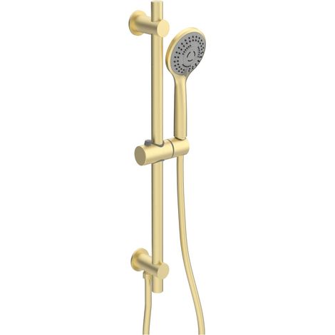 Signature Reflex Round Shower Slide Rail Kit with Three Function Handset - Brushed Brass (1/2)
