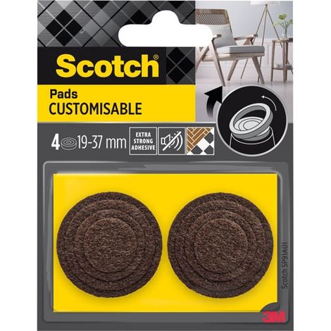 SCOTCH - Patin feutre marron a customiser Ø37 mm lot de 4