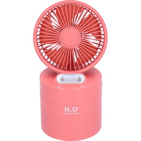 Ventilateur humidificateur 4000 mAh à double brumisation, rechargeable par USB, pour dortoir (rouge). (1/5)