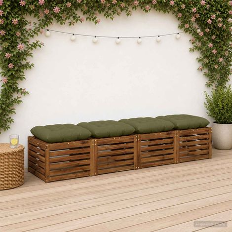 vidaXL Cojines para asiento VIANEN 4 uds. 100% Poliéster Verde oliva (1/5)