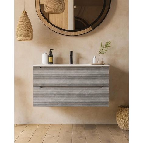Exagonshop Mobile bagno grigio 80x45 San Marino con lavabo in