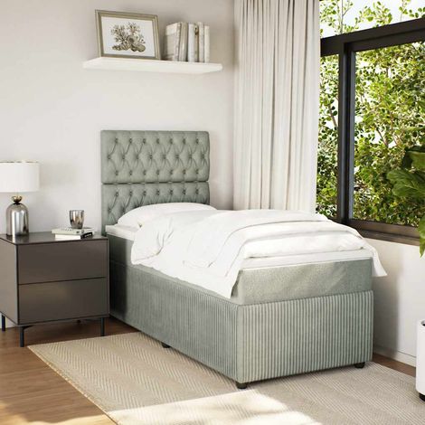 Boxspringbett mit Matratze Hellgrau 90x190 cm Samt (1/5)