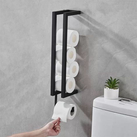 Support de rangement mural en pour salle bain porte-papier toilette multifonctionnel porte-serviettes papier ménager Acier Inoxydable (1/4)