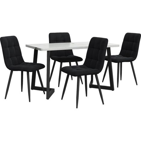 Set de comedor con 4 sillas mesa rectangular negra (1/5)