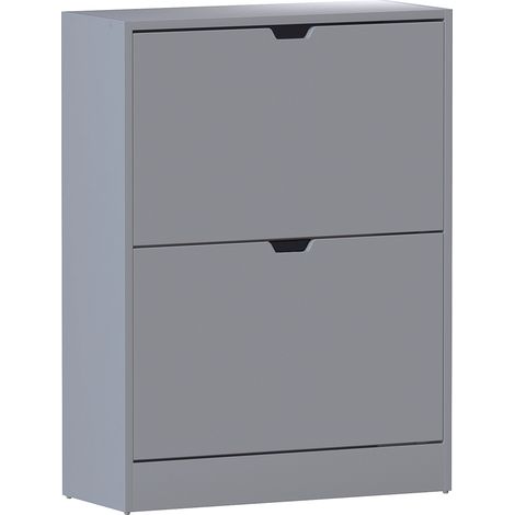 2 Drawer Shoe Cabinet Hallway Storage Cupboard Stand, 100% FSC, Grey