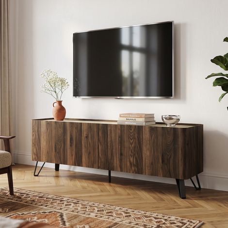 Fernsehschrank Trorlon 160x40x55 cm Walnussoptik/Travertin [en.casa] (1/5)
