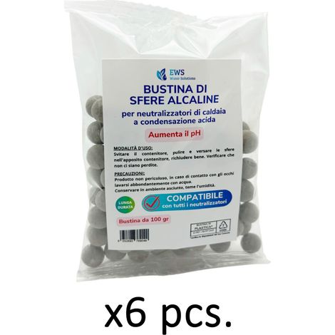 Ricarica di sfere alcaline 100g Confezione da 6 buste MKRNC35 da 100gr ciascuna Aumenta pH acqua proteggi le tubazioni e lambiente