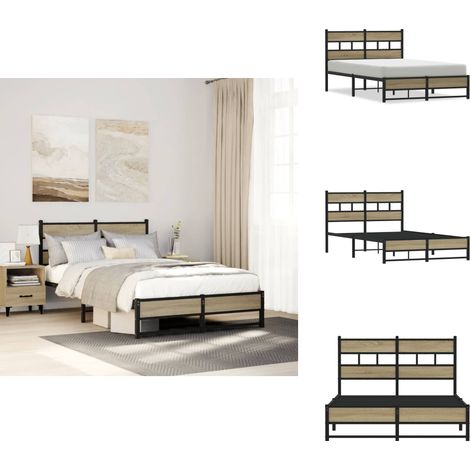 Metallbett ohne Matratze Sonoma-Eiche 120x200 cm - Bettgestell - Bettgestelle - Bettrahmen - Bett (1/5)