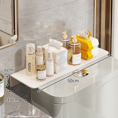 Schmales Regal für die Lücke über der Toilette - Wandhalterung in I-Form mit Toilettenpapierhalter, Platzsparend für das Badezimmer (Weiß, 50x10x6 cm)-lsw