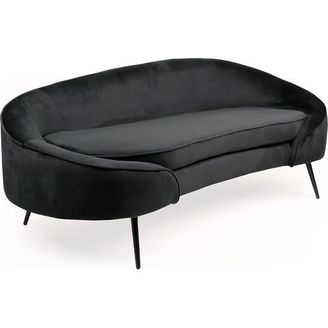 Canapé 3 Places Design en Velours "Ernie" 180cm Noir (1/5)