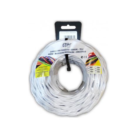 edm Câble électrique tressé blanc 3x2,5 mm 5 mètres
