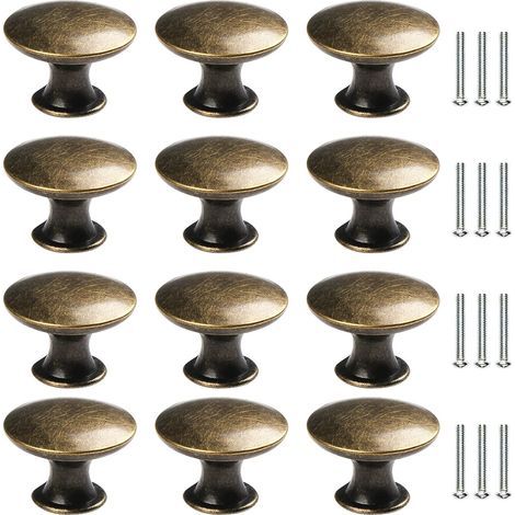12x Boutons de Tiroir de Porte Vintage 30mm Antique Laiton Poignées de Placard d'armoires de Cuisine, Pour Commode et Armoire Meuble, Bronze Ancien,Rond Bouton de Meuble, Boutons de Tiroir Vintage, La (1/5)