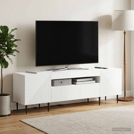 Beyamis Meuble TV LED en bois composite blanc (1/5)