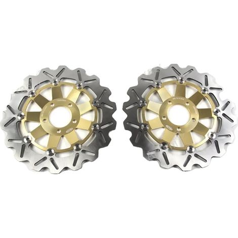Disques de frein, conception entièrement flottante CNC, construction en acier inoxydable, 2 Pièces Or (1/2)