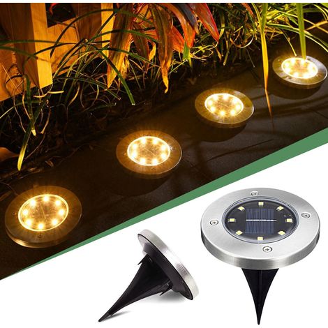 Lampes décoratives LED étanches d'extérieur pour cours et jardins, comprenant 8 lampes LED colorées, lot de deux. (1/4)