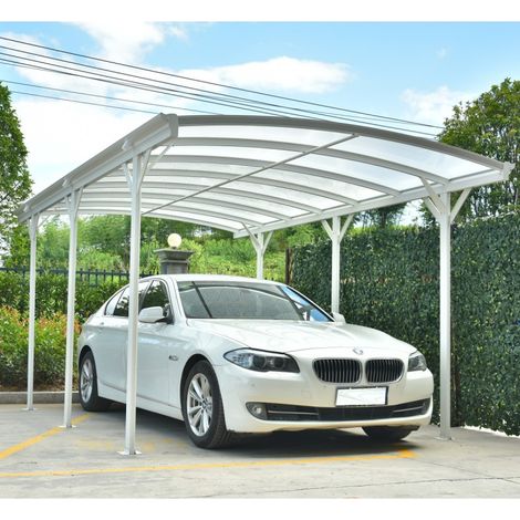Carport aluminium blanc 3x5m – Toit en polycarbonate 6mm – Structure robuste avec gouttières – Installation facile et durable – X-Metal