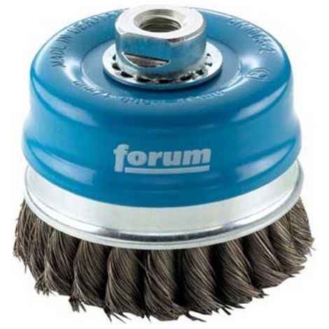 Brosse à boisseau avec bague d'appui, fil d'acier trempé, torsadé, Ø de la brosse : 100 mm, Epaisseur du fil 0,80 mm, Vitesse maxi. 8500 tr/mn (1/2)