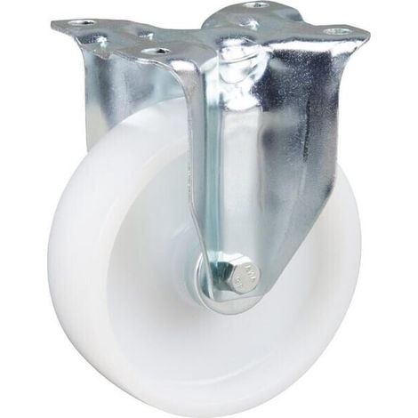 Rueda industrial fija en poliamida: di谩metro125 x 40 mm placa de soporte: 103 x 85 mm. Capacidad: 250 kg Tente TENTE