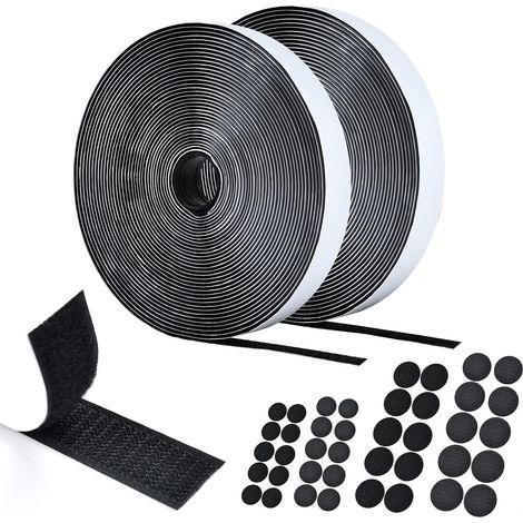 2 Rouleaux Bande Auto Agrippante,10mx20mm Nylon,Polyester,20 Paires Scratch Rond,Décoration Intérieur,Extérieur (1/5)