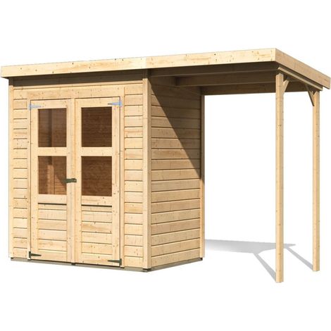 Hamburg 2 SET mit Anbaudach natur 1,82x1,22x2,20m