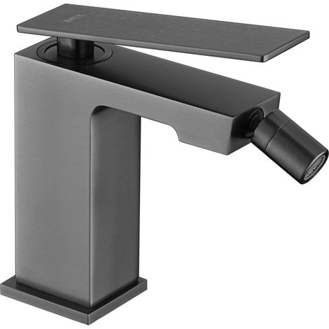 IMEX Miscelatore bidet en laiton finition black gun metal avec cartouche ceramique Ø26 mm et flexibles 3-8 - modele Pisa (1/2)