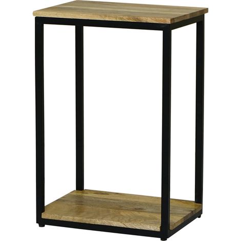 Ravi 4 Side Mini Side Table - Mango Wood/Iron - L31 x W41 x H61 cm - Mango Light Finish