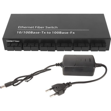 Commutateur Ethernet Optique 8 Ports 10/100Mbps Tx1310nm, indicateur LED, Plug and Play, commutateur rapide pour réseau, 100-240V, prise UE (1/4)