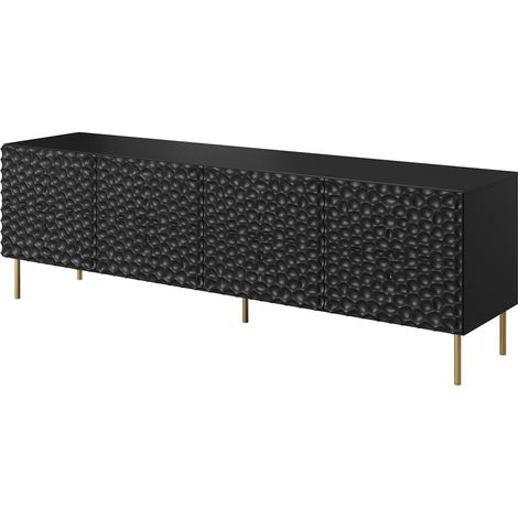 Meuble TV 190x60x41 cm meuble Hi-fi luxueux sideboeard sur pied Noir mat HOTI (1/4)