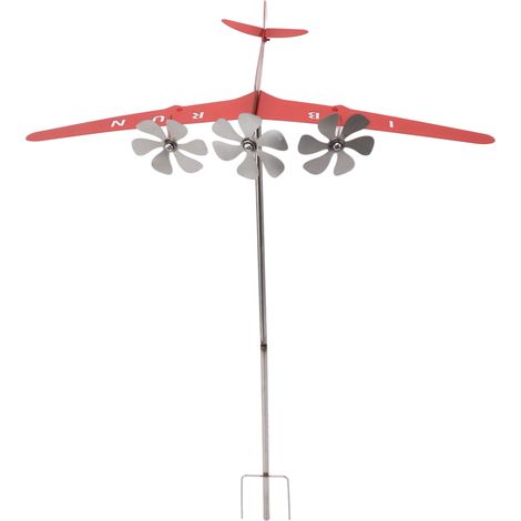 Girouette avion 3D en métal rouge, résistante à la rouille, lisse, pour garage, grange, terrasse, rouge (1/5)