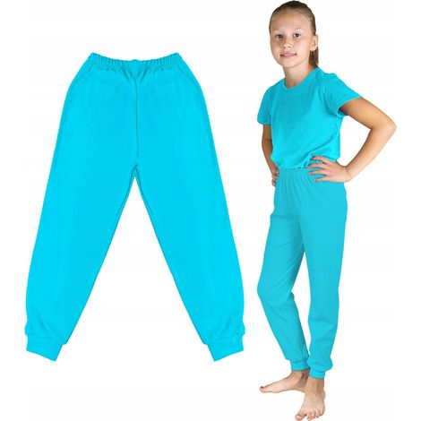 Pantalon de survêtement en coton pour enfant, turquoise universel (1/2)