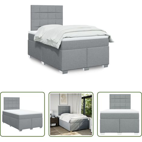 Matratze - Boxspringbett mit Matratze Hellgrau 120x200 cm Stoff (1/5)