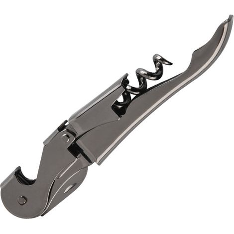 Tire-bouchon de sommelier à double charnière, ouvre-bouteille noir mat avec coupe-capsule (1/5)