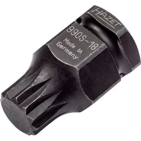 Hazet Schlag-Maschinenschrauber Schraubendreher-Steckschlüsseleinsatz 990S-18, 1/2 (12,5 mm) Vierkant hohl, 24 mm Außen-Sechskant, Innen Vielzahn Pro