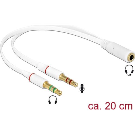 Adapterkabel klinke headset 1 x 4 pin bu 2 x 3 pin st delock weià (iphone belegung)