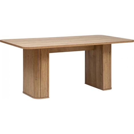 Table à manger rectangulaire en placage effet bois - Longueur 180 x Profondeur 90 x Hauteur 75 cm (1/4)